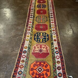 Colorful Geometric Patterned Runner Rug